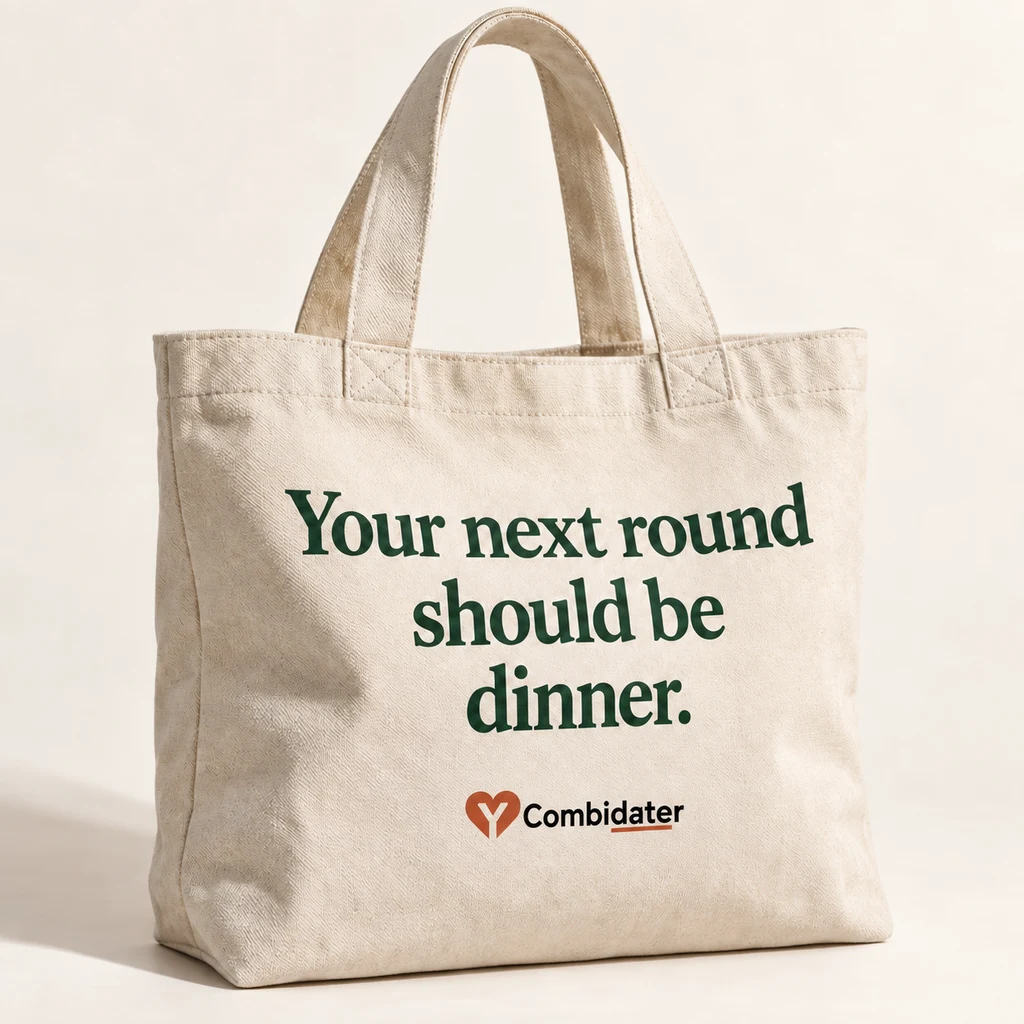 Natural canvas tote reading Your next round should be dinner