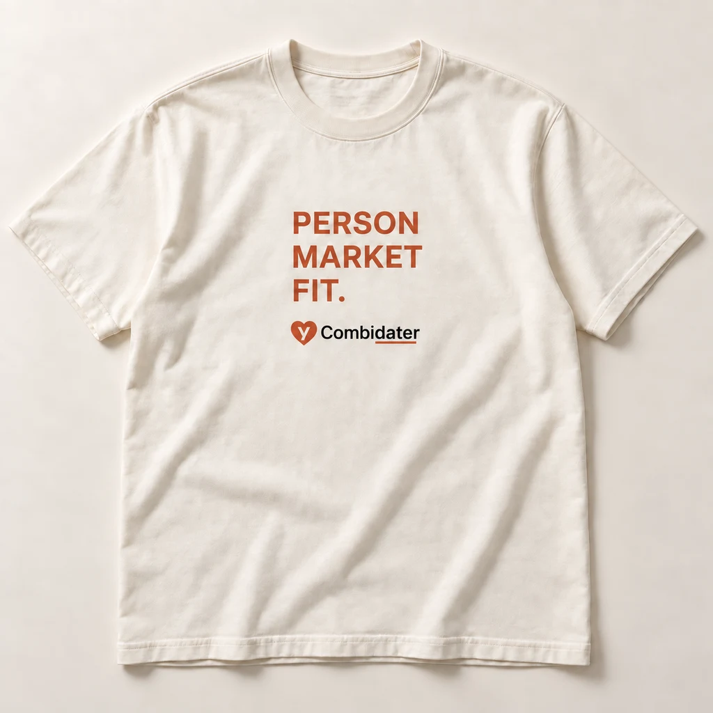 Ivory T-shirt with terracotta Person Market Fit lettering